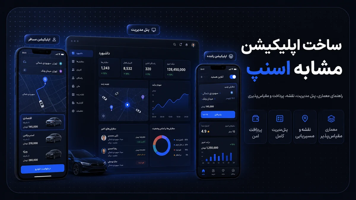 راهنمای ساخت اپلیکیشن مشابه اسنپ با اپ راننده، مسافر و پنل مدیریت